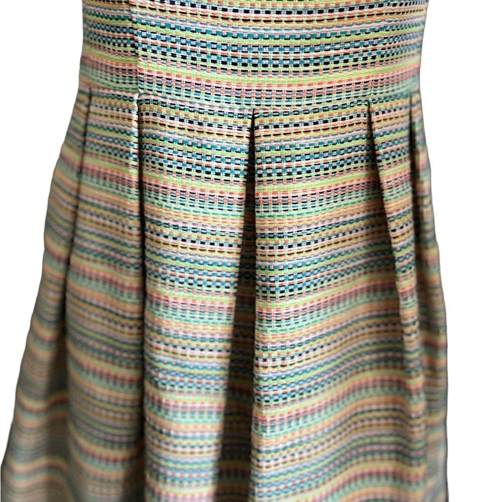 Shoshanna Prism Neon Pleated Fit and Flared Retro Dress - Picture 12 of 15